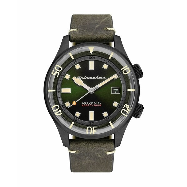 スピ二カー メンズ 腕時計 アクセサリー Men's Bradner Automatic Green Genuine Leather Strap Watch 42mm Green