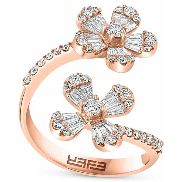 エフィー コレクション レディース リング アクセサリー EFFY® Diamond Flower Bypass Ring (1-1/20 ct. t.w.) in 14k Rose Gold Ros