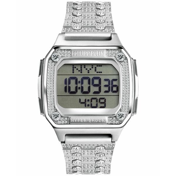 フィリッププレイン メンズ 腕時計 アクセサリー Men's Digital Hyper Shock Stainless Steel Bracelet Watch 44mm Stainless Steel