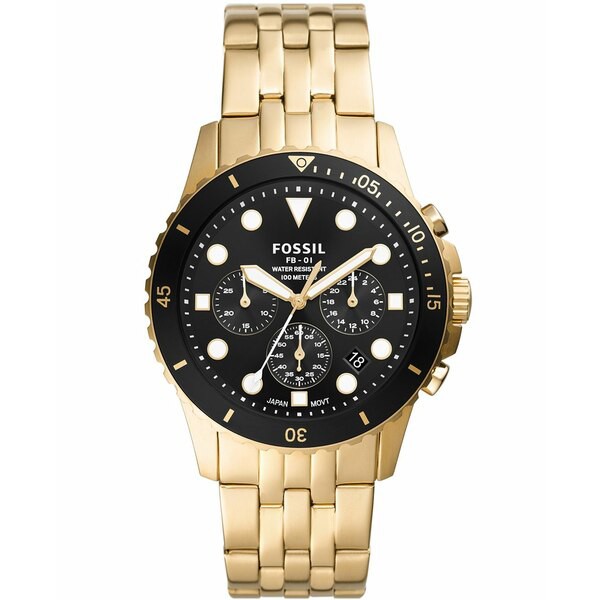 フォッシル メンズ 腕時計 アクセサリー Men's FB-01 chronograph movement, gold tone bracelet watch 42mm Gold