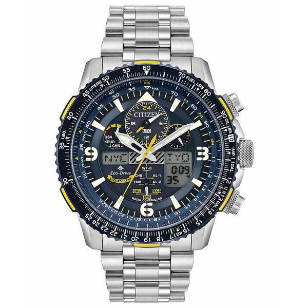 シチズン メンズ 腕時計 アクセサリー Eco-Drive Men's Analog-Digital Promaster Blue Angels Skyhawk A-T Stainless Steel Bracelet Wa