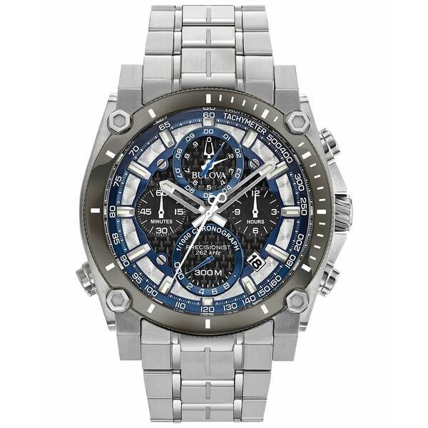 ブロバ メンズ 腕時計 アクセサリー Men's Chronograph Precisionist Stainless Steel Bracelet Watch 46.5mm Silver