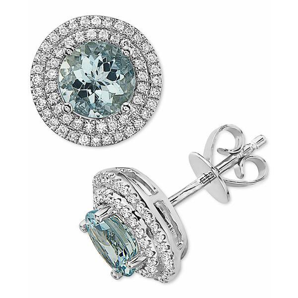 エフィー コレクション レディース ピアス＆イヤリング アクセサリー EFFY® Aquamarine (1-3/8 ct. t.w.) & Diamond (1/3 ct. t.w.)