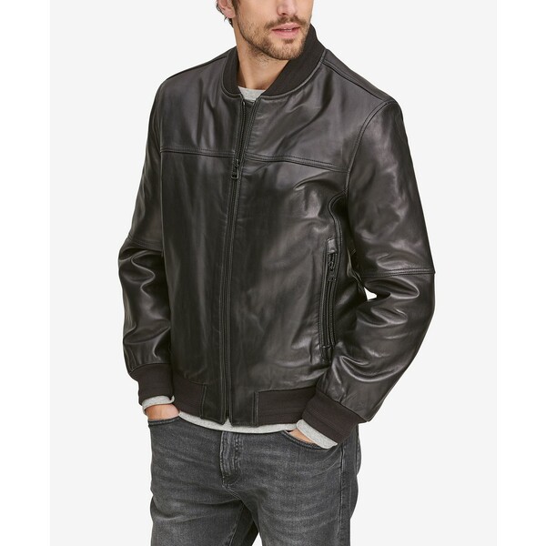 マークニューヨーク メンズ ジャケット＆ブルゾン アウター Men's Summit Leather Bomber Jacket Black