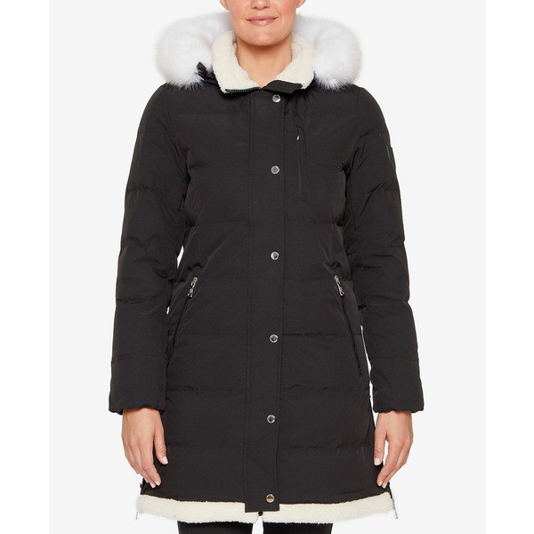 ヴィンスカムート レディース ジャケット＆ブルゾン アウター Women's Faux-Fur-Trim Hooded Down Puffer Coat Black