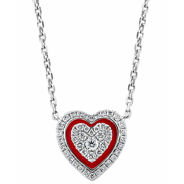 エフィー コレクション レディース ネックレス・チョーカー・ペンダントトップ アクセサリー EFFY® Diamond & Enamel Heart Halo 18"