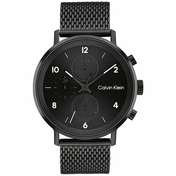 カルバンクライン レディース 腕時計 アクセサリー Black-Tone Stainless Steel Mesh Bracelet Watch 44mm Black