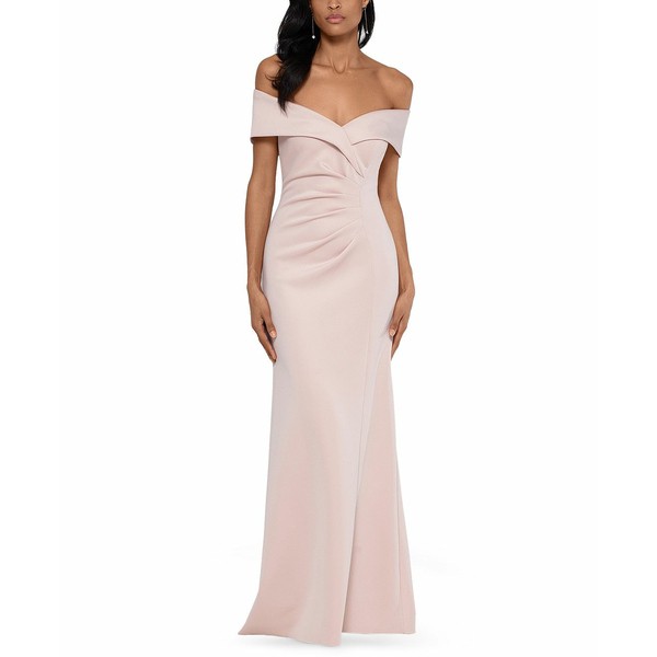 エスケープ レディース ワンピース トップス Off-The-Shoulder Ruched Gown Blush Pink