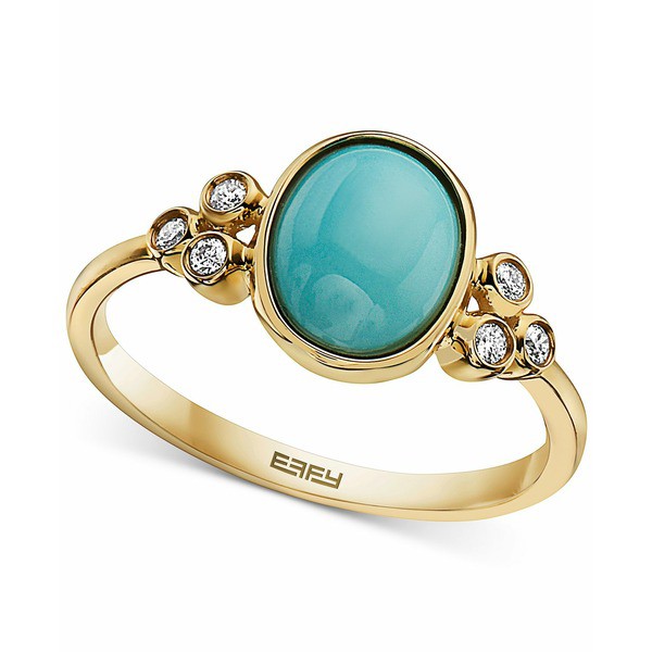 エフィー コレクション レディース リング アクセサリー EFFY® Turquoise & Diamond (1/10 ct. t.w.) Ring in 14k Gold 14K Yellow G