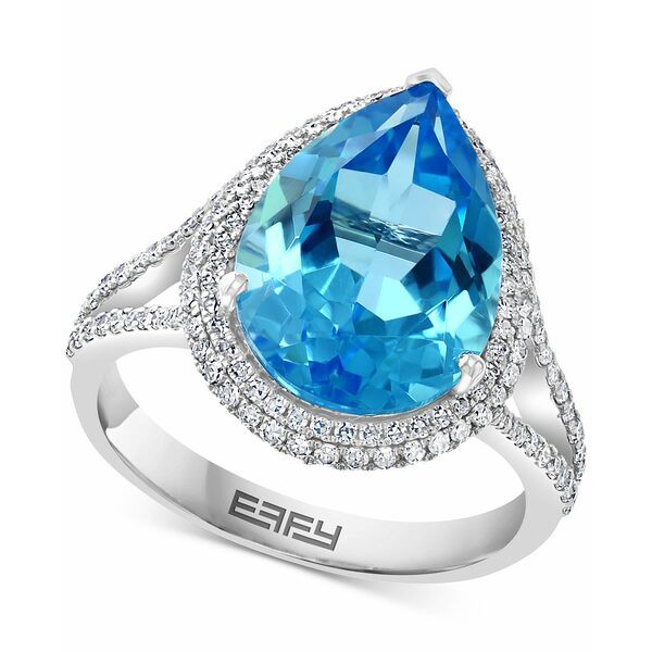 エフィー コレクション レディース リング アクセサリー EFFY® Blue Topaz (6-1/5 ct. t.w.) & Diamond (1/2 ct. t.w.) Statement Ri