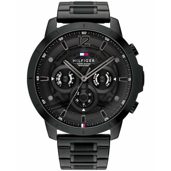 トミー ヒルフィガー メンズ 腕時計 アクセサリー Men's Black Stainless Steel Bracelet Watch 50mm Black