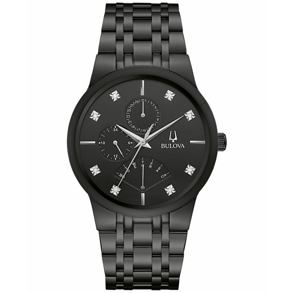 ブロバ メンズ 腕時計 アクセサリー Men's Classic Diamond (1/20 ct. t.w.) Black-Tone Stainless Steel Bracelet Watch 40mm Black