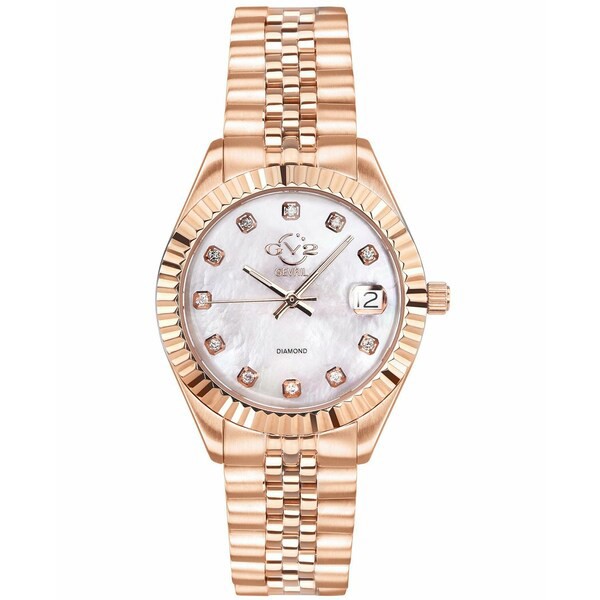 ジェビル レディース 腕時計 アクセサリー GV2 Women's Naples Rose-Tone Ion Plating Swiss Quartz Bracelet Watch 34 mm Rose Gold-Ton