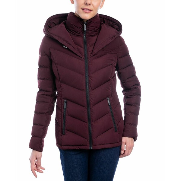 マイケルコース レディース ジャケット＆ブルゾン アウター Women's Hooded Down Puffer Coat, Created for Macy's Burgundy