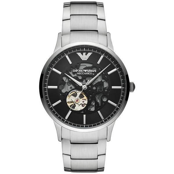 エンポリオ アルマーニ メンズ 腕時計 アクセサリー Men's Automatic Stainless Steel Bracelet Watch 43mm Silver