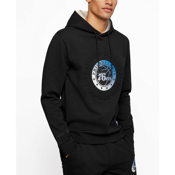 ヒューゴボス メンズ シャツ トップス BOSS x NBA Men's Philadelphia 76ers Hooded Sweatshirt Charcoal