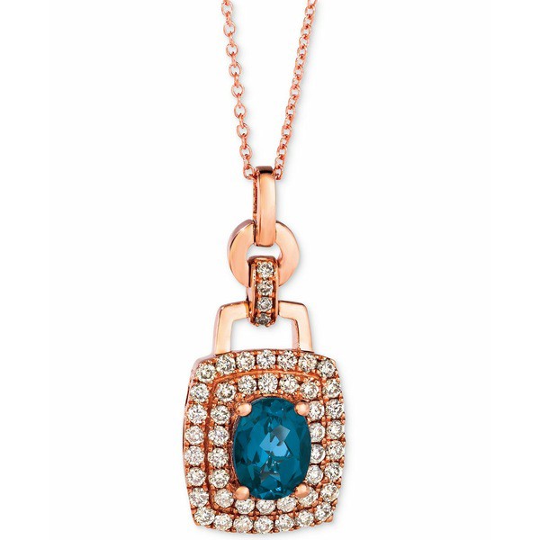 ルヴァン レディース リング アクセサリー Deep Sea Blue Topaz (1-3/8 ct. t.w.) & Nude Diamond (5/8 ct. t.w.) 18" Pendant Necklace