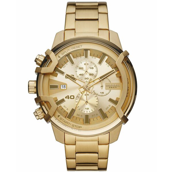 ディーゼル メンズ 腕時計 アクセサリー Men's Griffed Chronograph Gold-Tone Stainless Steel Watch 48mm Gold-tone