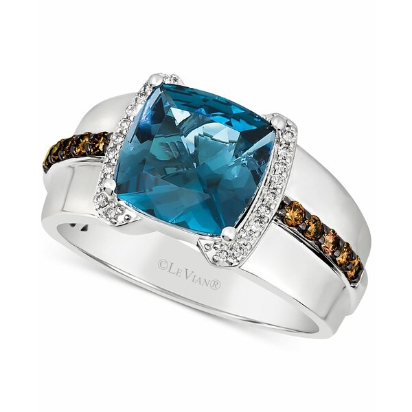 ルヴァン メンズ リング アクセサリー Men's Deep Sea Blue Topaz (4-1/2 ct. t.w.) & Diamond (3/8 ct. t.w.) Ring in Sterling Silver