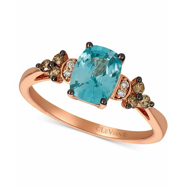 ルヴァン レディース リング アクセサリー Gemstone & Diamond Ring in 14k Rose Gold or 14k Yellow Gold Blue Zircon