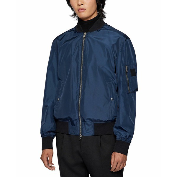 ヒューゴボス メンズ ジャケット＆ブルゾン アウター BOSS Men's Water-Repellent Blouson Jacket Dark Blue