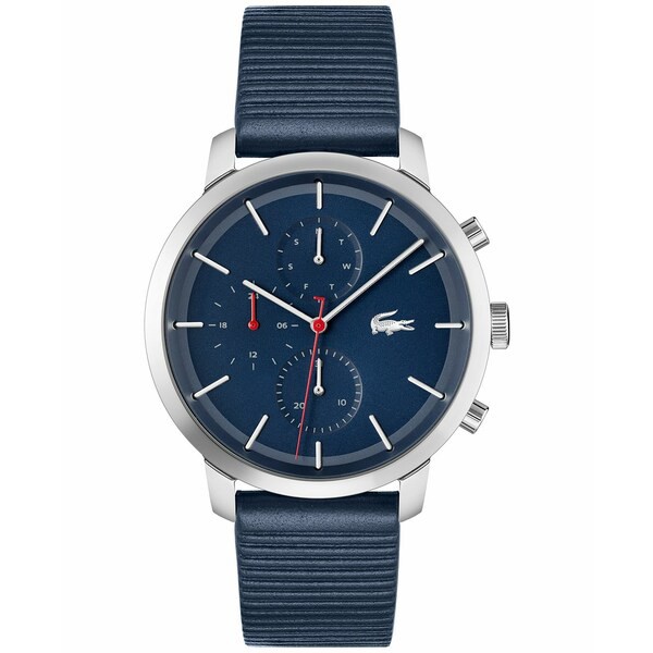 ラコステ メンズ 腕時計 アクセサリー Men's Replay Navy Leather Strap Watch 44mm Blue