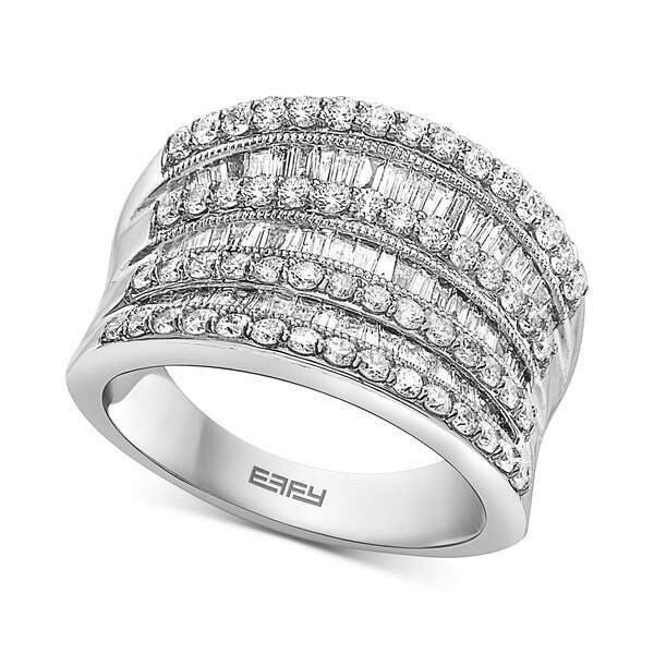 エフィー コレクション レディース リング アクセサリー EFFY® Diamond Multirow Statement Ring (1-3/8 ct. t.w.) in 14k White Gol