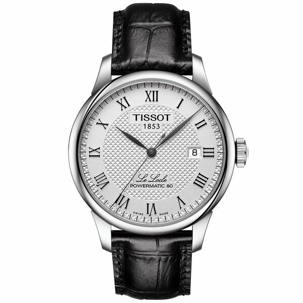 ティソット メンズ 腕時計 アクセサリー Men's Swiss Automatic T-Classic Le Locle Powermatic 80 Black Leather Strap Watch 39.3mm No