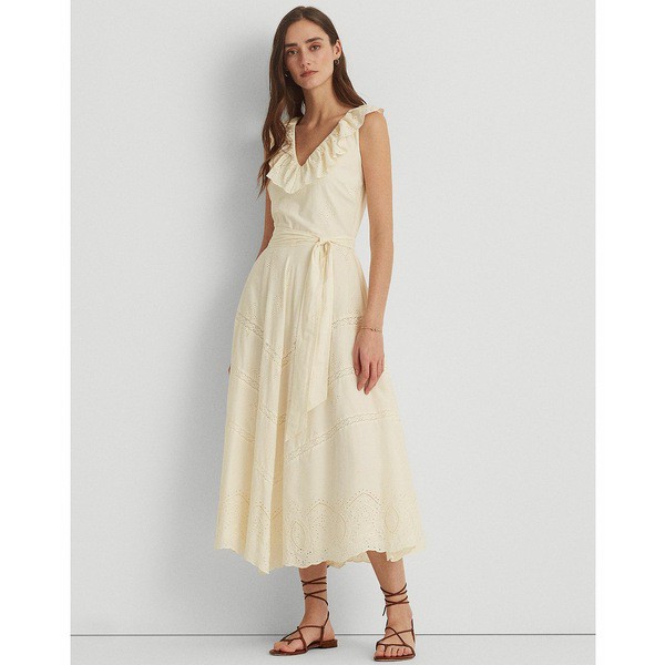 ラルフローレン レディース ワンピース トップス Eyelet Cotton Voile Dress Mascarpone Cream