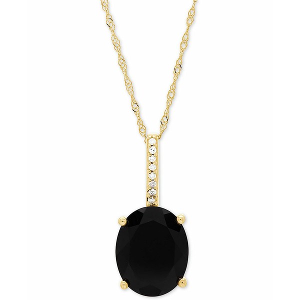 ホノラ レディース ネックレス・チョーカー・ペンダントトップ アクセサリー Onyx (10 x 8mm) & Diamond Accent 18" Pendant Necklace in