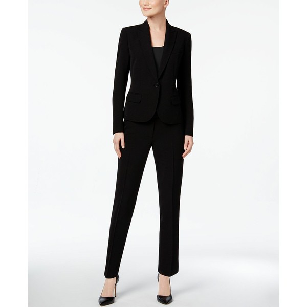 アンクライン レディース カジュアルパンツ ボトムス Executive Collection Single-Button Pantsuit, Created for Macy's Black