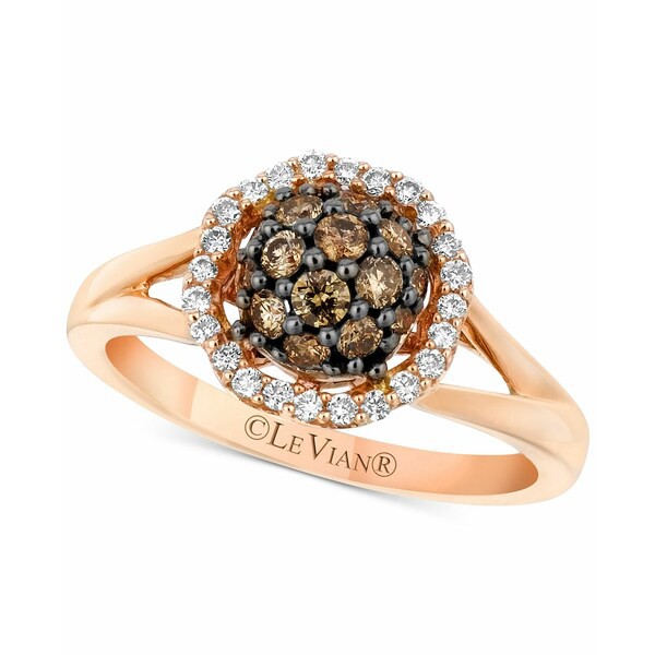 ルヴァン レディース リング アクセサリー Chocolatier® Diamond Halo Cluster Ring (5/8 ct. t.w.) in 14k Rose Gold Rose Gold