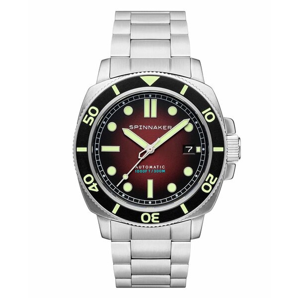 スピ二カー メンズ 腕時計 アクセサリー Men's Hull Diver Automatic Ombre Red with Silver-Tone Solid Stainless Steel Bracelet Watch