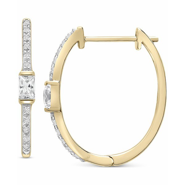 ラップド レディース ピアス＆イヤリング アクセサリー Certified Diamond Baguette Hoop Earrings (1/6 ct. t.w.) in 14k Gold, Create