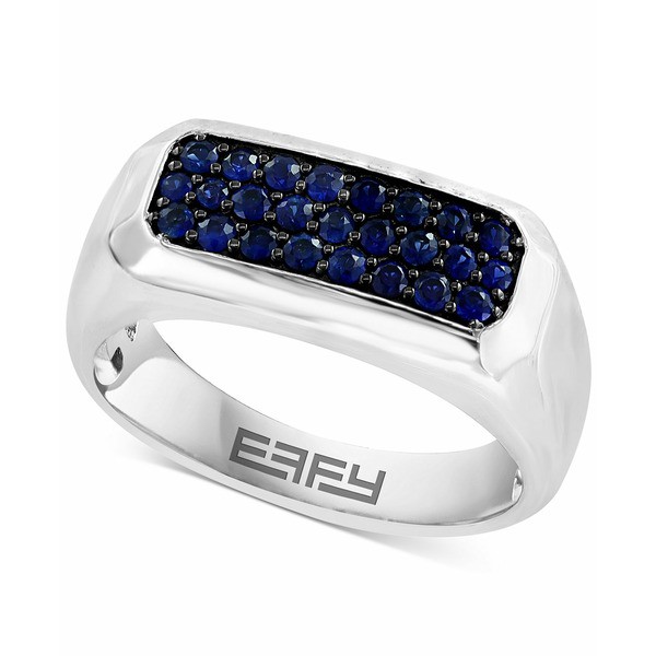 エフィー コレクション メンズ リング アクセサリー EFFY® Men's Sapphire Cluster Ring (5/8 ct. t.w.) in Sterling Silver Sterlin