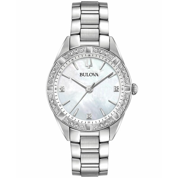 ブロバ レディース 腕時計 アクセサリー Women's Sutton Diamond (1/10 ct. t.w.) Stainless Steel Bracelet Watch 32.5mm No Color