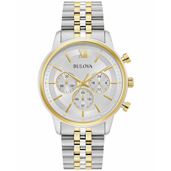 ブロバ メンズ 腕時計 アクセサリー Men's Classic Chronograph Two-Tone Stainless Steel Bracelet Watch 41mm, Created for Macy's Two