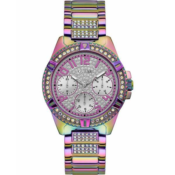 ゲス レディース 腕時計 アクセサリー Women's Rainbow Stainless Steel Bracelet Watch 40mm Purple