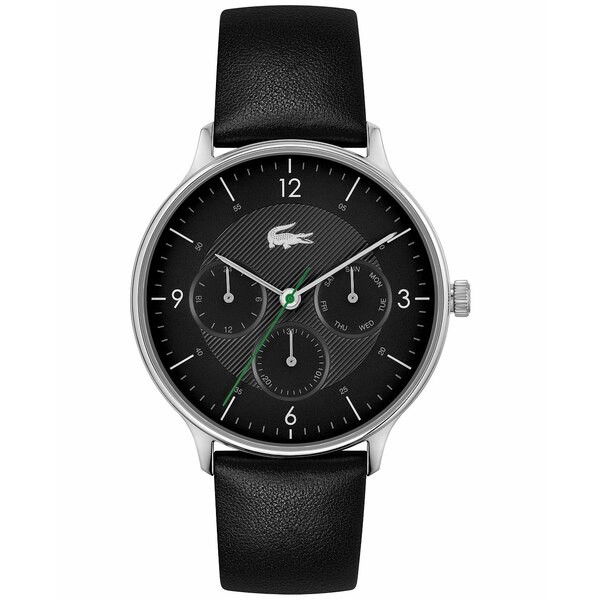 ラコステ メンズ 腕時計 アクセサリー Men's Lacoste Club Black Leather Strap Watch 42mm Black