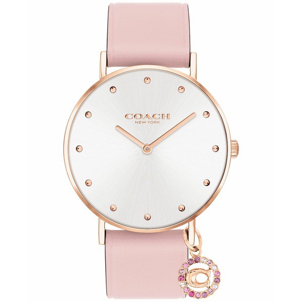 コーチ レディース 腕時計 アクセサリー Women's Perry Blossom Leather Strap Watch 36mm Pink