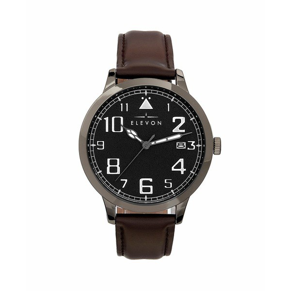 エレボン レディース 腕時計 アクセサリー Women's Sabre Black or Navy or Black or Brown Genuine Leather Band Watch, 45mm Gunmetal,