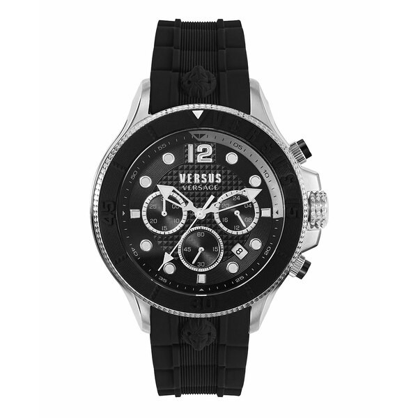 ヴェルサス ヴェルサーチ メンズ 腕時計 アクセサリー Versus by Versace Men's Volta Black Silicone Strap Watch 49mm Stainless