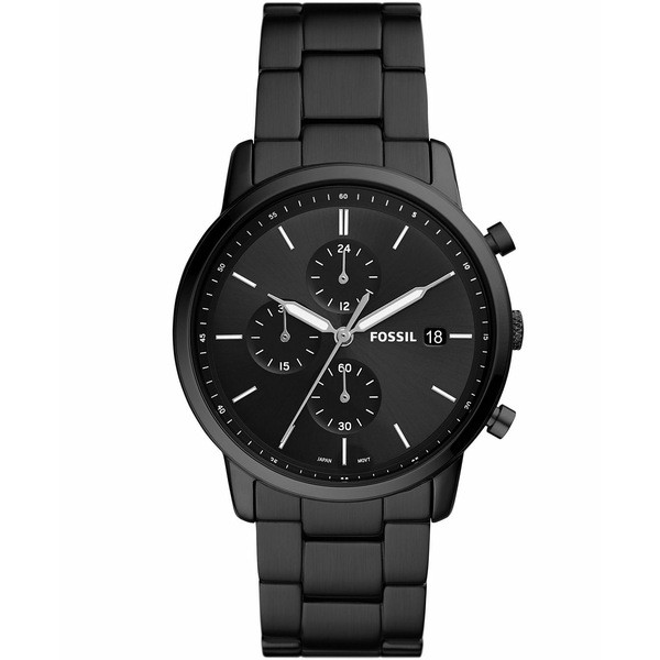 フォッシル メンズ 腕時計 アクセサリー Men's Minimalist Chronograph Black Stainless Steel Bracelet Watch 42mm Black