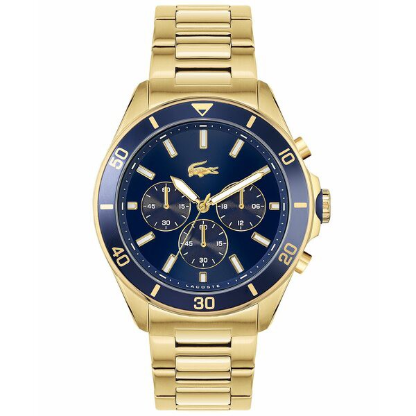 ラコステ メンズ 腕時計 アクセサリー Men's Chronograph Tiebreaker Gold-Tone Bracelet Watch 44mm Gold