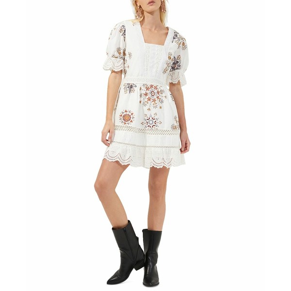 フレンチコネクション レディース ワンピース トップス Women's Cotton Biton Embroidered Mini Dress Summer White Multi