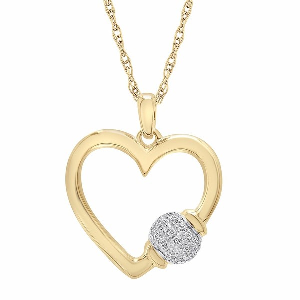 ラップド レディース ネックレス・チョーカー・ペンダントトップ アクセサリー Diamond Heart Pendant Necklace (1/10 ct. t.w.) in 14k