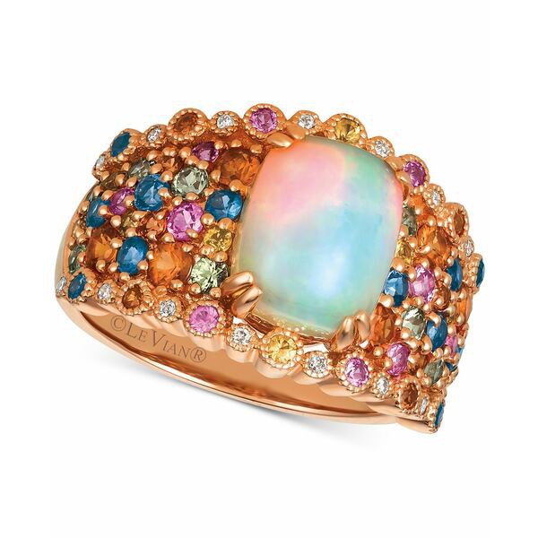 ルヴァン レディース リング アクセサリー Rainbow Multi-Gemstone (3-1/6 ct. t.w.) & Diamond Accent Ring in 14k Rose Gold Multi Col