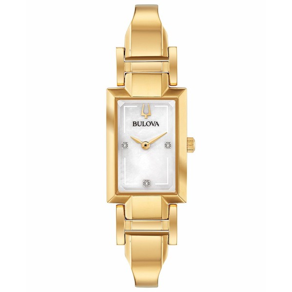 ブロバ レディース 腕時計 アクセサリー Women's Diamond-Accent Gold-Tone Stainless Steel Bangle Bracelet Watch 18x33mm Gold