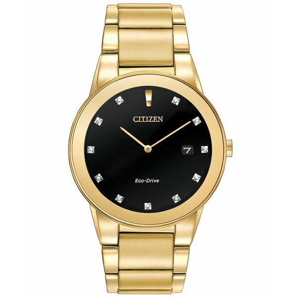 シチズン メンズ 腕時計 アクセサリー Men's Eco-Drive Axiom Diamond Accent Gold-Tone Stainless Steel Bracelet Watch 40mm AU1062-56