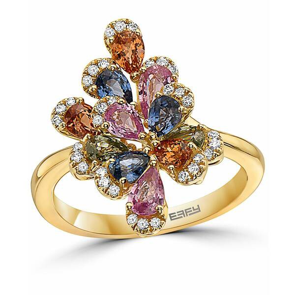 エフィー コレクション レディース リング アクセサリー EFFY® Multi-Sapphire (2-1/6 ct. t.w.) & Diamond (1/6 ct. t.w.) Flower S